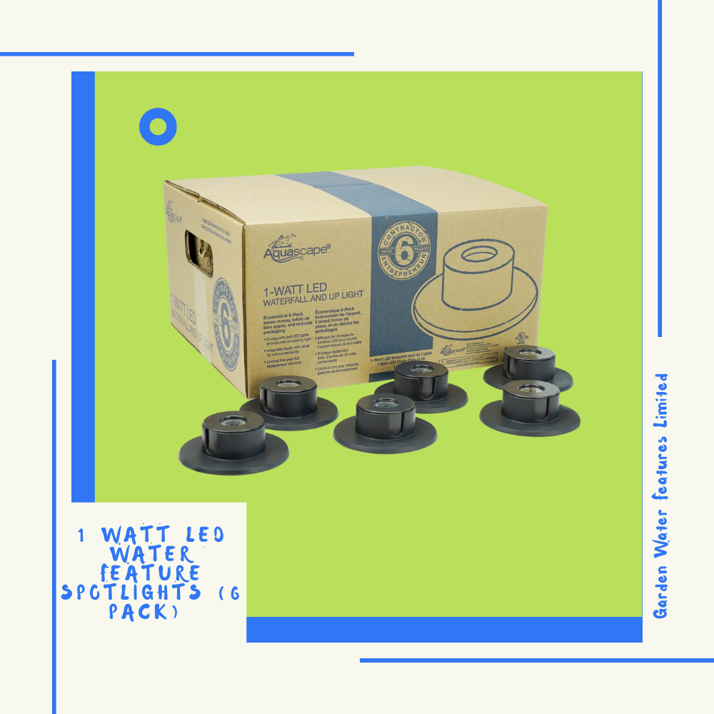 1 Watt LED - Garden Pond Lighting (Waterfall and Up Spot Lights) - 6 Pack - WaterFeature.Shop