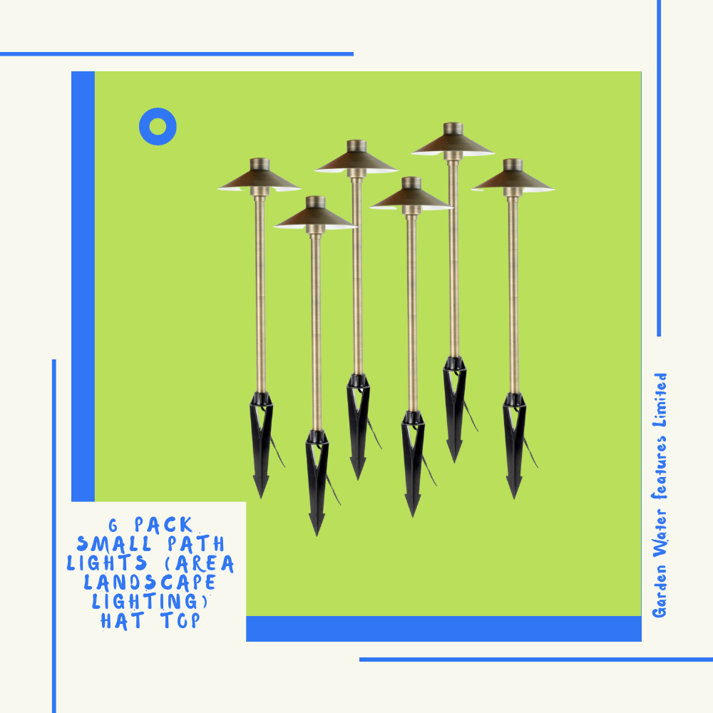 Small Path Lights Area Landscape Lighting - Hat Top - 6 Pack - Garden Water Features - Top Hat Lights for the Garden