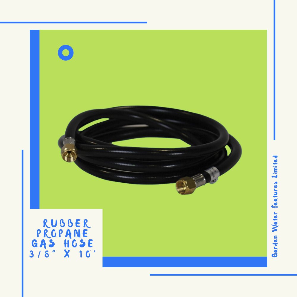 Rubber Propane Gas Hose 3/8” x 10’ - Garden Water Features
