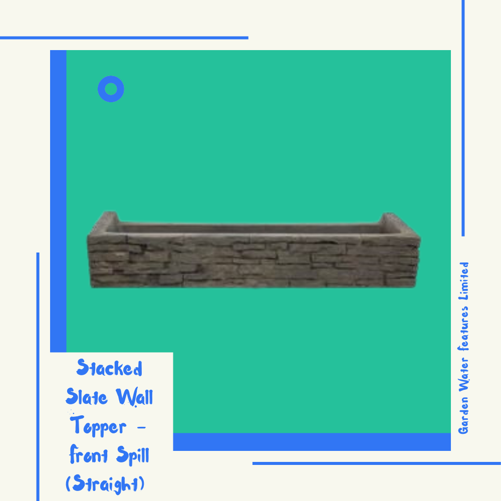 Stacked Slate Wall Topper - Front Spill (Straight) - WaterFeature.Shop