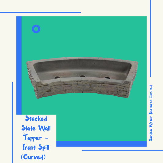 Stacked Slate Wall Topper - Front Spill (Curved) - WaterFeature.Shop