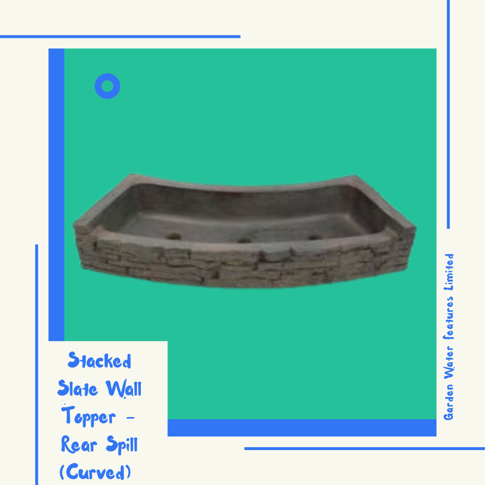 Stacked Slate Wall Topper - Rear Spill (Curved) - WaterFeature.Shop