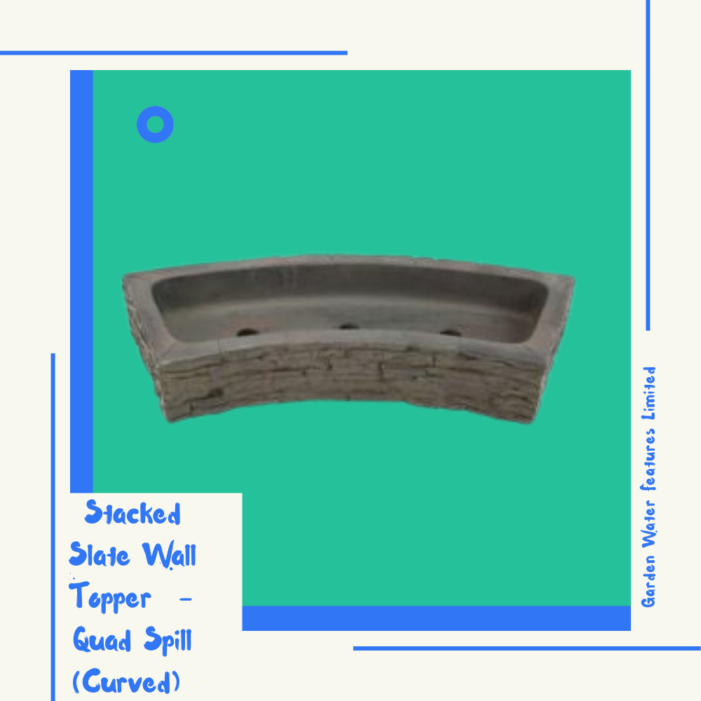 Stacked Slate Wall Topper - Quad Spill (Curved) - WaterFeature.Shop