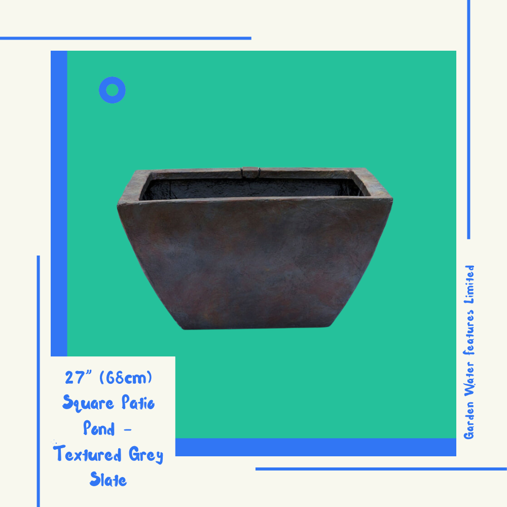 27” (68cm) Square Patio Pond - Textured Grey Slate - WaterFeature.Shop