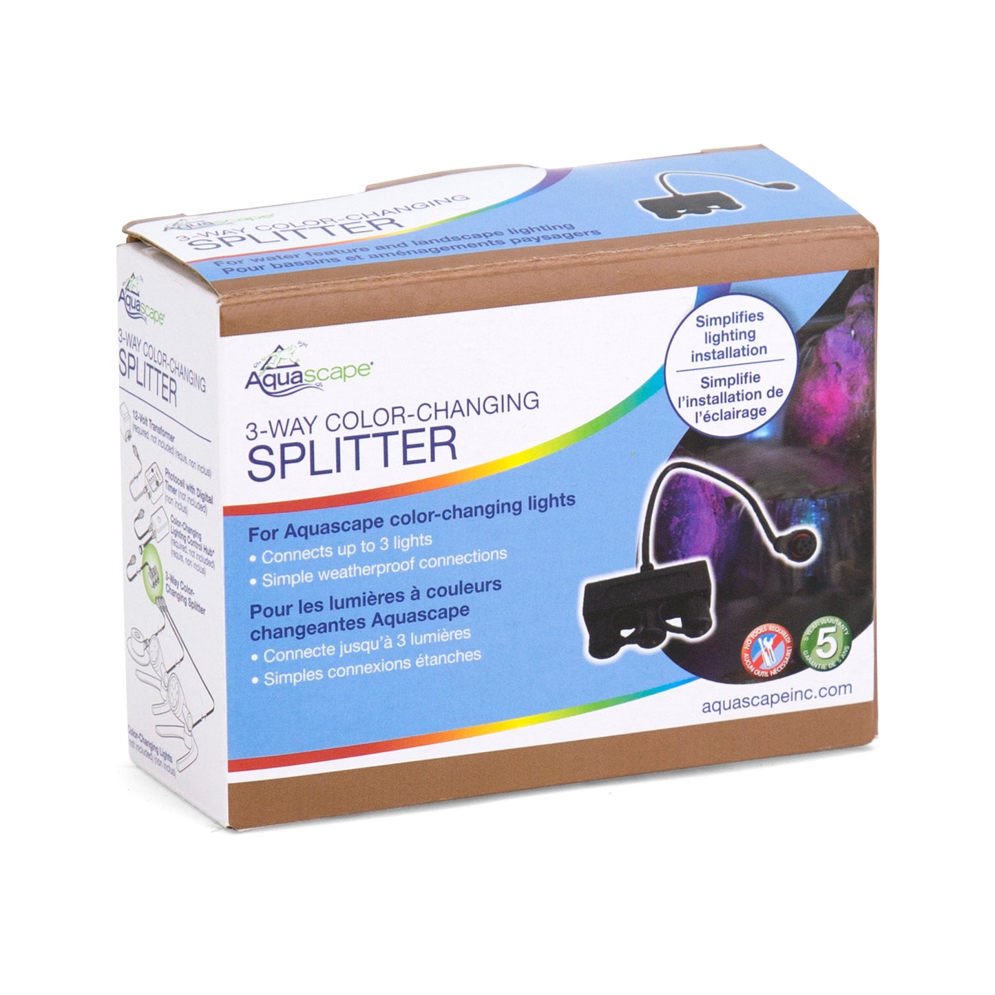 LIGHTING SPLITTER - 3-WAY COLOUR-CHANGING - UK - WaterFeature.Shop