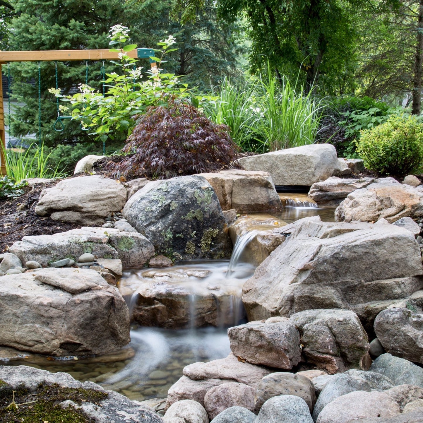 Fully Aquascaped Medium Pondless® Waterfall Kit - WaterFeature.Shop