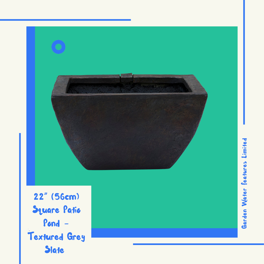 22” (55cm) Square Patio Pond Textured Grey Slate WaterFeature.Shop