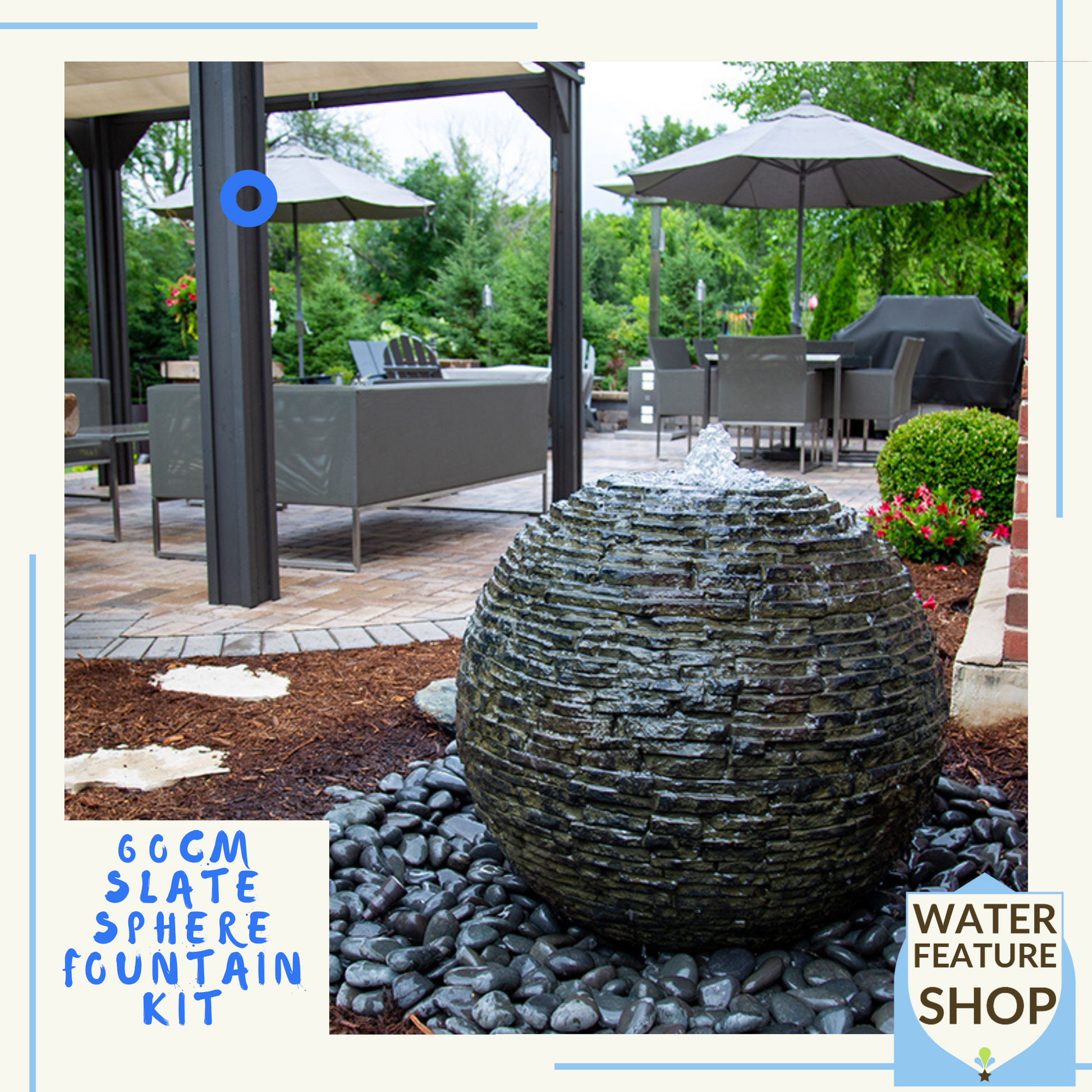 60cm Slate Sphere Fountain Kit - Garden Water Feature