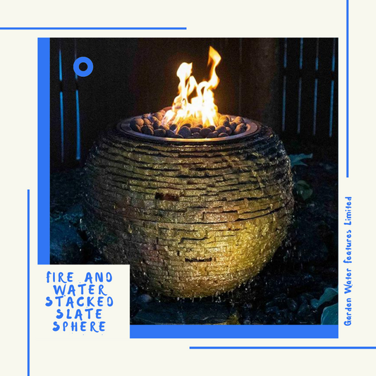 Fire and Water Stacked Slate Sphere - Garden Water Features