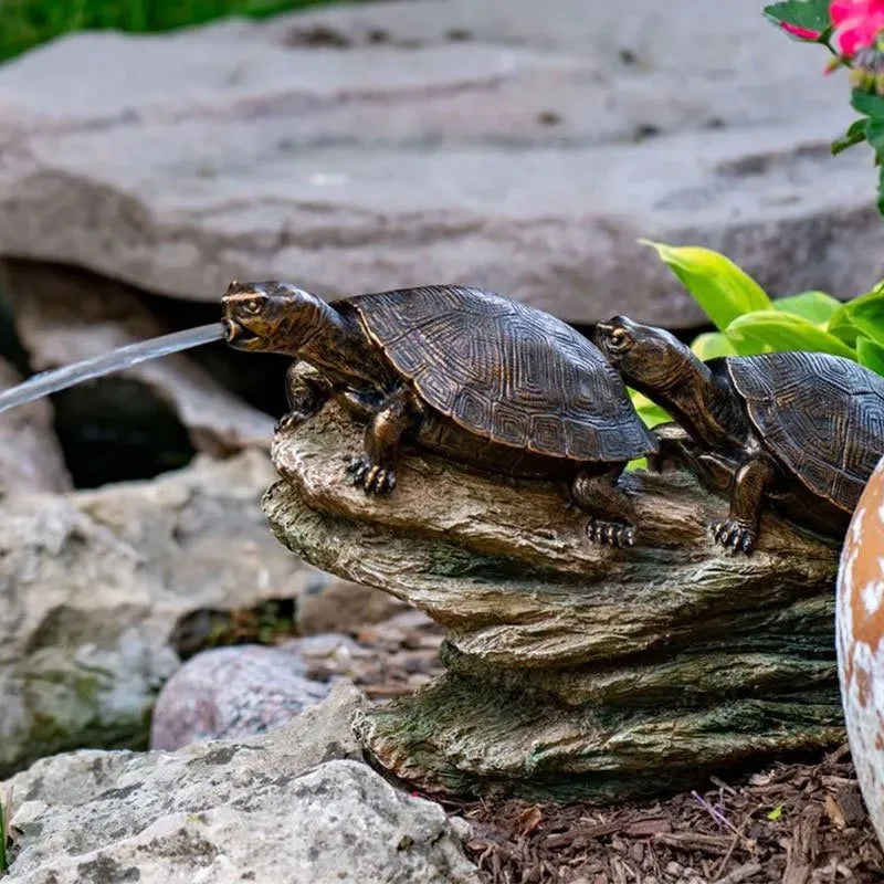 Double Turtle On Log Spitter