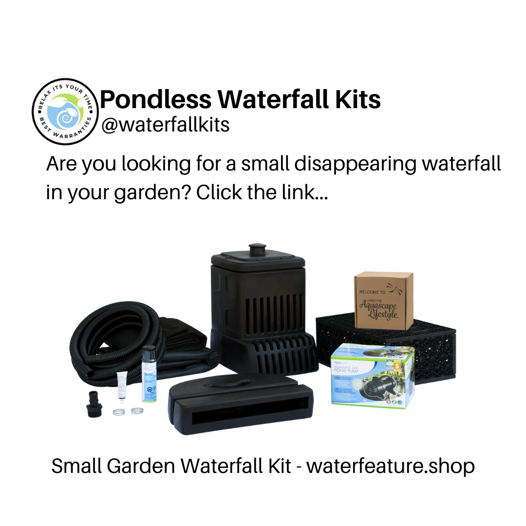 Pondless waterfall kit running through a planted border