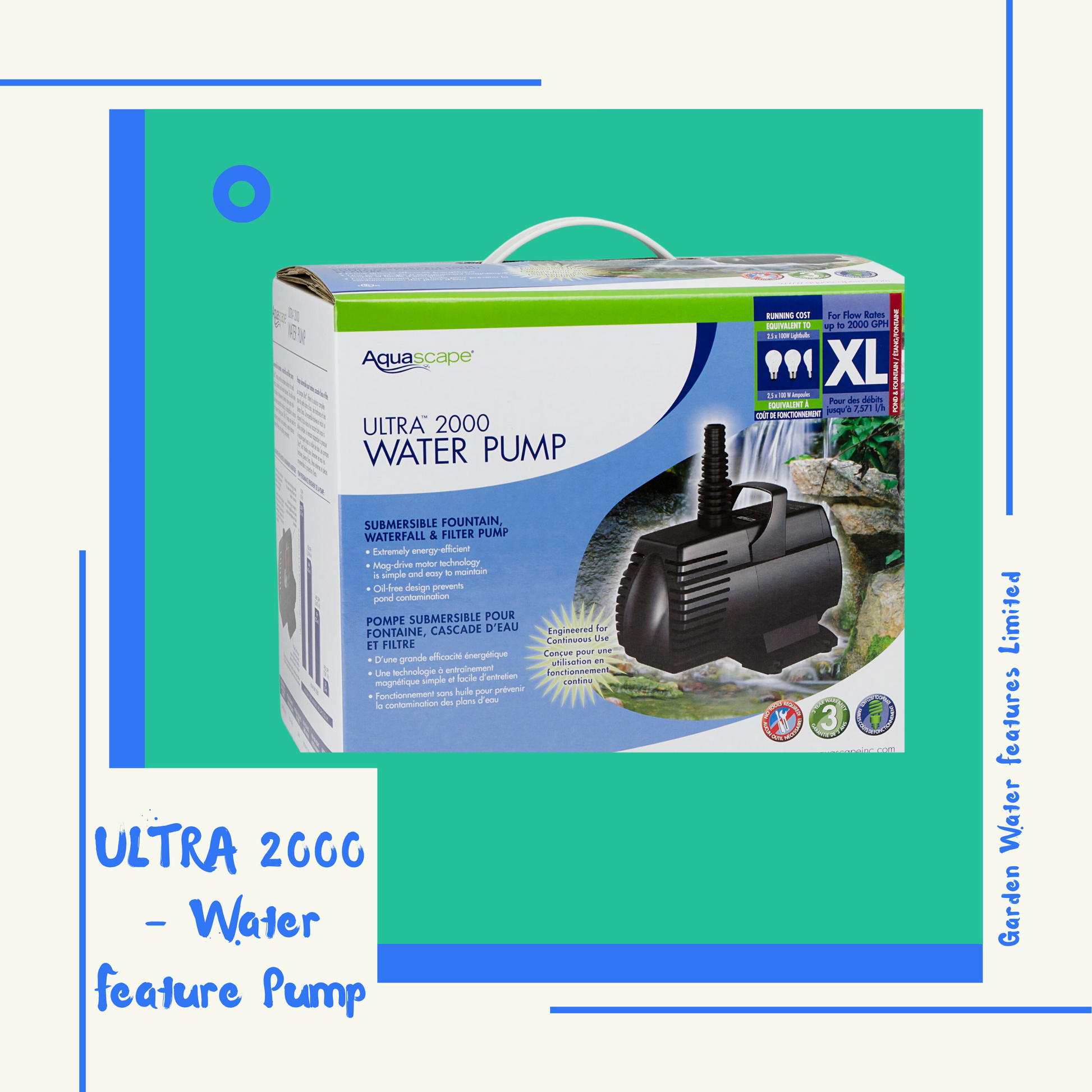 ULTRA 2000 - Water Feature Pump - WaterFeature.Shop