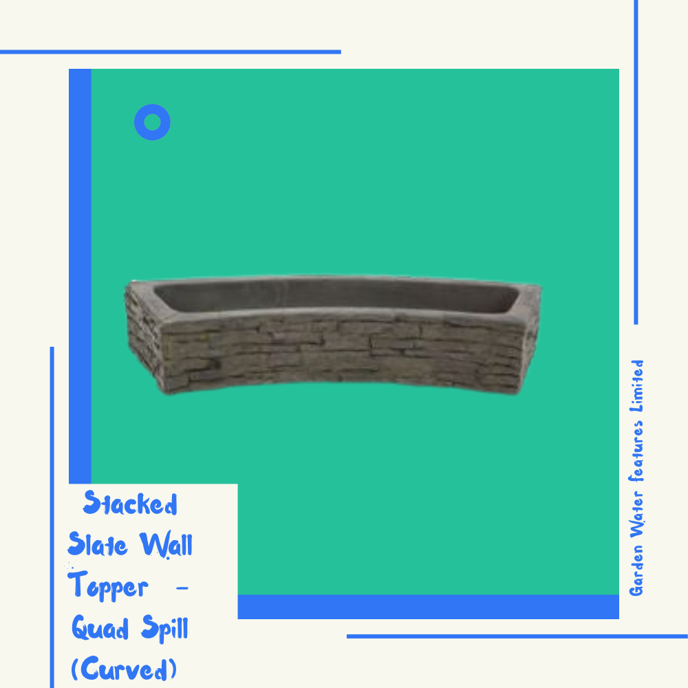Stacked Slate Wall Topper  - Quad Spill (Curved) - WaterFeature.Shop