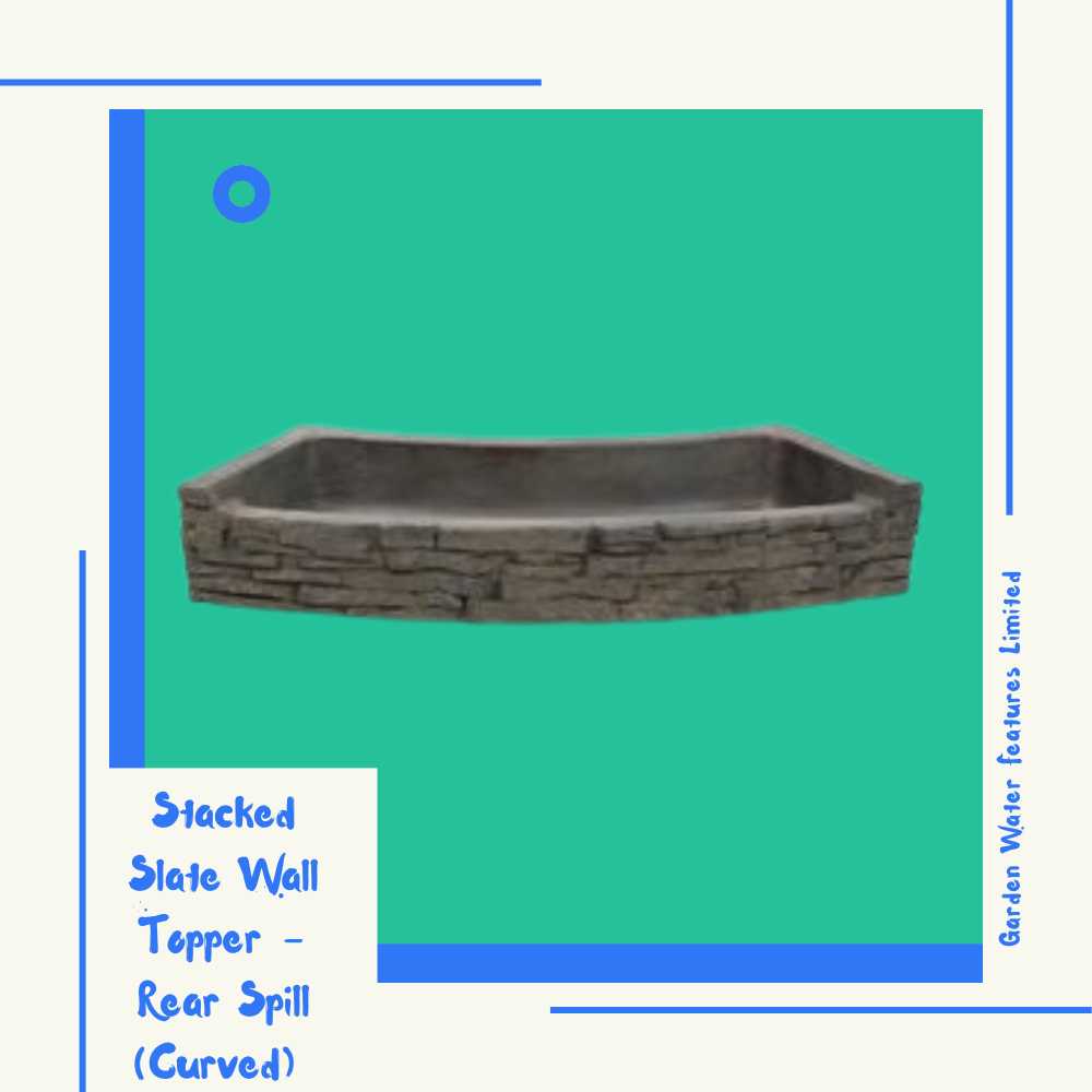 Stacked Slate Wall Topper - Rear Spill (Curved) - WaterFeature.Shop