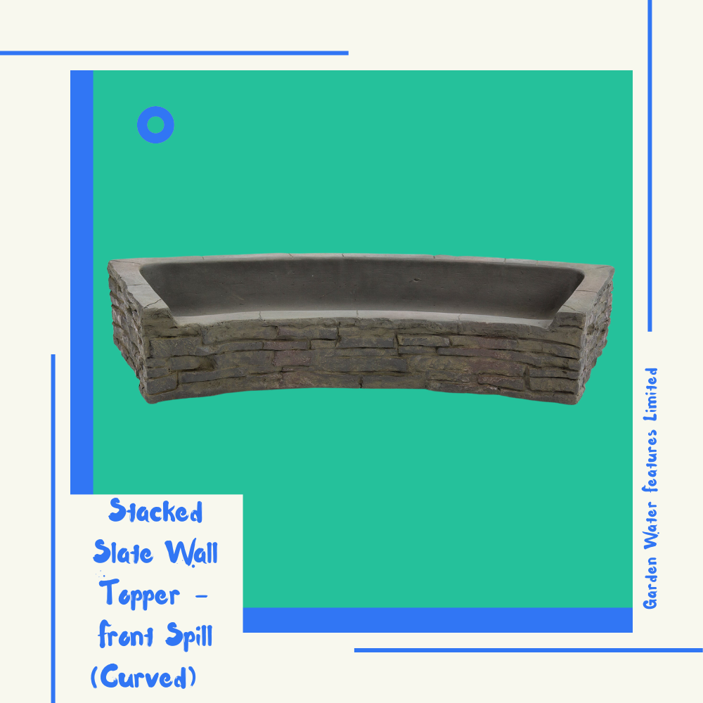 Stacked Slate Wall Topper - Front Spill (Curved) - WaterFeature.Shop