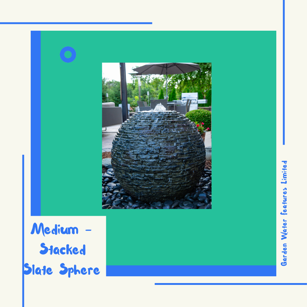 Medium - Stacked Slate Sphere - WaterFeature.Shop