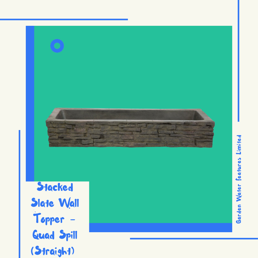Stacked Slate Wall Topper - Quad Spill (Straight) - WaterFeature.Shop