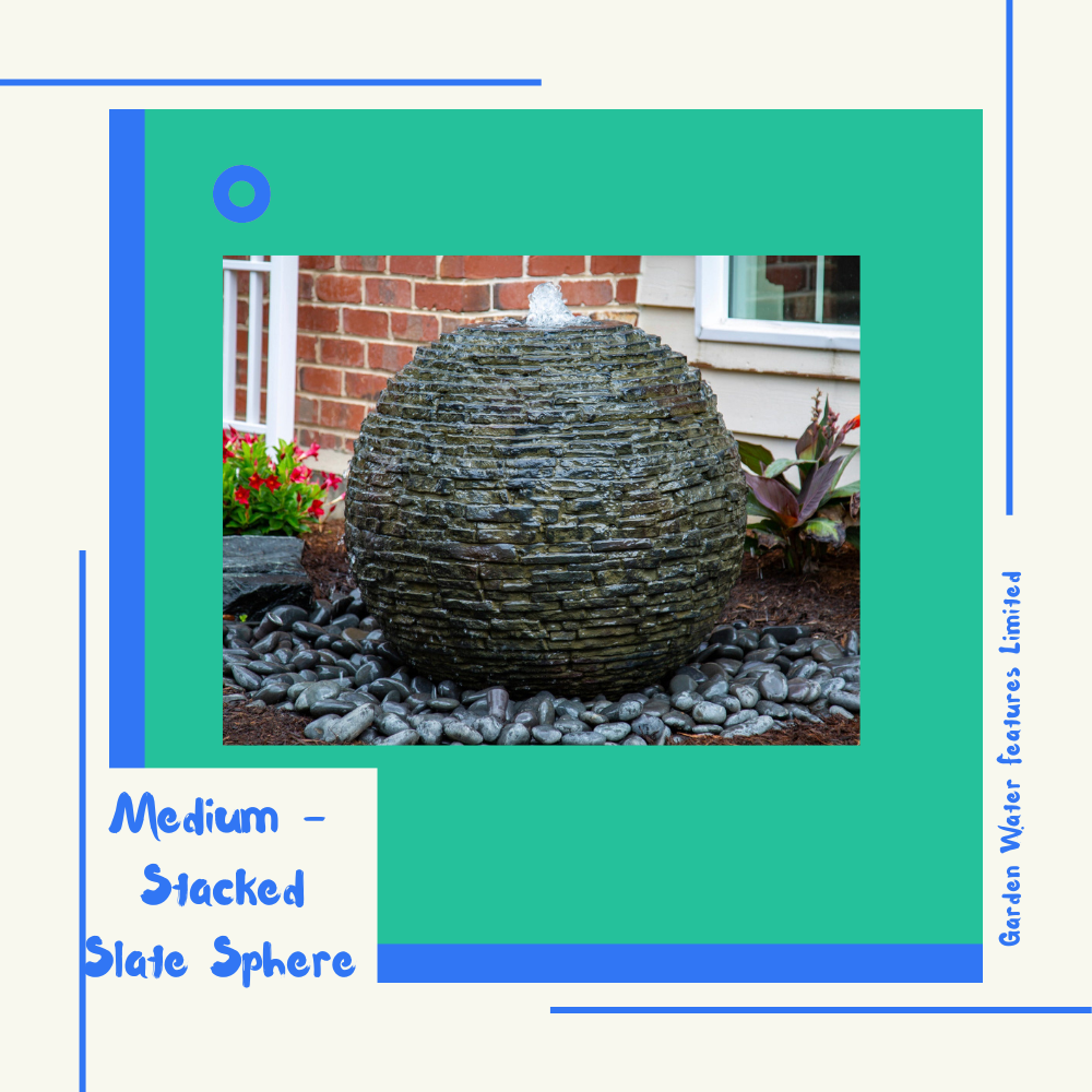Medium - Stacked Slate Sphere - WaterFeature.Shop
